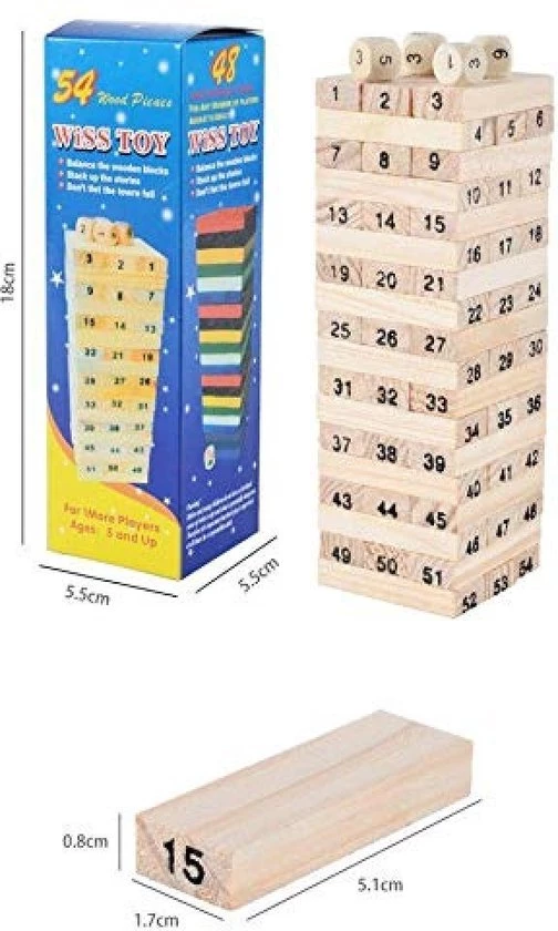 SEZGoods Stapeltoren - Stapeltoren Spel - Houten Kubus - Stapeltoren Classic - Vallende Toren - Stapelspel - Stapeltoren Drankspel - Stapeltoren - Leuk Als Cadeau 3 SEZGoods Stapeltoren - Stapeltoren Spel - Houten Kubus - Stapeltoren Classic - Vallende Toren - Stapelspel - Stapeltoren Drankspel - Stapeltoren - Leuk Als Cadeau - Afbeelding 3