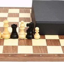 Raindroptime.com Luxe Houten Schaakbord Met Mooie Schaakstukken - Walnoot Bord En American Staunton Stukken - Met Co Rdinaten - Nummer 6