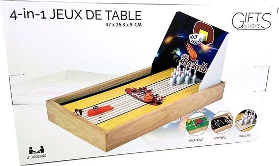 Gifts@Home 4-in-1 Tafelspel - Voetbal - Basketbal - Tafeltennis - Bowlen 1 Gifts@Home 4-in-1 Tafelspel - Voetbal - Basketbal - Tafeltennis - Bowlen