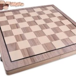 Shagam 2-in-1 Bordspel - 39 Cm - Magnetisch - Schaakbord - Dambord - Backgammon - Schaakspel - Schaakset - Schaken - Dammen - Met Schaakstukken - Chess - Hout - Opklapbaar -Kinderspellen Verkoopwinkel 550x345