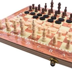 Merkloos Schaakbord | Dambord | Backgammon | 24 X 24 Cm | Schaakspel | Schaakset | Schaken | Dammen | Met Schaakstukken | 3-in-1 Bordspel | Chess | Hout | Opklapbaar -Kinderspellen Verkoopwinkel 550x358 1