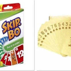 Merkloos Skip-bo + Waterdichten Speel Kaarten Goud