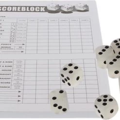 Merkloos Yahtzee Set Met Dobbelstenen En Scoreblok – Gezelschapsspel Voor Volwassenen En Kinderen – Speel Tot 600 Dobbelspellen