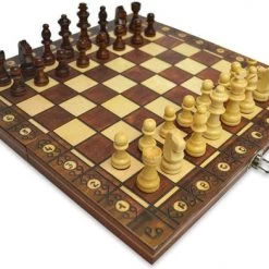 Merkloos Schaakbord | Dambord | Backgammon | 24 X 24 Cm | Schaakspel | Schaakset | Schaken | Dammen | Met Schaakstukken | 3-in-1 Bordspel | Magnetisch | Chess | Hout | Opklapbaar -Kinderspellen Verkoopwinkel 550x392 6