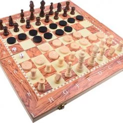Merkloos Schaakbord | Dambord | Backgammon | 24 X 24 Cm | Schaakspel | Schaakset | Schaken | Dammen | Met Schaakstukken | 3-in-1 Bordspel | Chess | Hout | Opklapbaar -Kinderspellen Verkoopwinkel 550x410 1