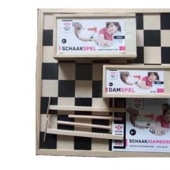 Longfield Games Compleet Dam/schaakbord Met Schaakstukken En Damstenen + Gratis 2 Toverstokjes, Propellerstokjes Van Hout -Kinderspellen Verkoopwinkel 550x412 42