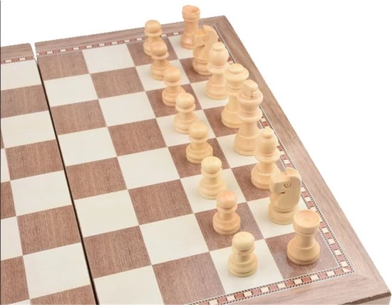 Shagam 3-in-1 Bordspel - 29 Cm - Schaakbord - Dambord - Backgammon - Schaakspel - Schaakset - Schaken - Dammen - Met Schaakstukken - Chess - Hout - Opklapbaar 10 Shagam 3-in-1 Bordspel - 29 Cm - Schaakbord - Dambord - Backgammon - Schaakspel - Schaakset - Schaken - Dammen - Met Schaakstukken - Chess - Hout - Opklapbaar - Afbeelding 10