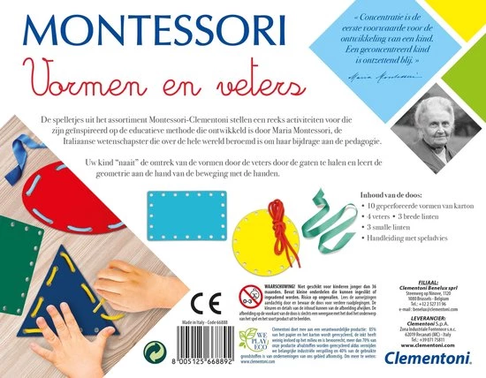 Clementoni - Vormen En Veters Montessori - Educatief Spel 2 Clementoni - Vormen En Veters Montessori - Educatief Spel - Afbeelding 2