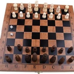 Shagam 3-in-1 Bordspel - 29 Cm - Schaakbord - Dambord - Backgammon - Schaakspel - Schaakset - Schaken - Dammen - Met Schaakstukken - Chess - Hout - Opklapbaar -Kinderspellen Verkoopwinkel 550x434