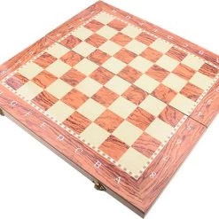 Merkloos Schaakbord | Dambord | Backgammon | 48 X 48 Cm | Schaakspel | Schaakset | Schaken | Dammen | Met Schaakstukken | 3-in-1 Bordspel | Chess | Hout | Opklapbaar -Kinderspellen Verkoopwinkel 550x439 3