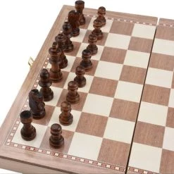 Shagam 3-in-1 Bordspel - 39 Cm - Schaakbord - Dambord - Backgammon - Schaakspel - Schaakset - Schaken - Dammen - Met Schaakstukken - Chess - Hout - Opklapbaar -Kinderspellen Verkoopwinkel 550x448 2