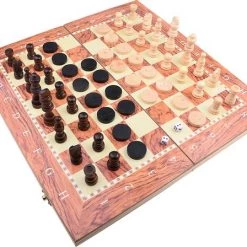 Merkloos Schaakbord | Dambord | Backgammon | 48 X 48 Cm | Schaakspel | Schaakset | Schaken | Dammen | Met Schaakstukken | 3-in-1 Bordspel | Chess | Hout | Opklapbaar -Kinderspellen Verkoopwinkel 550x448 9