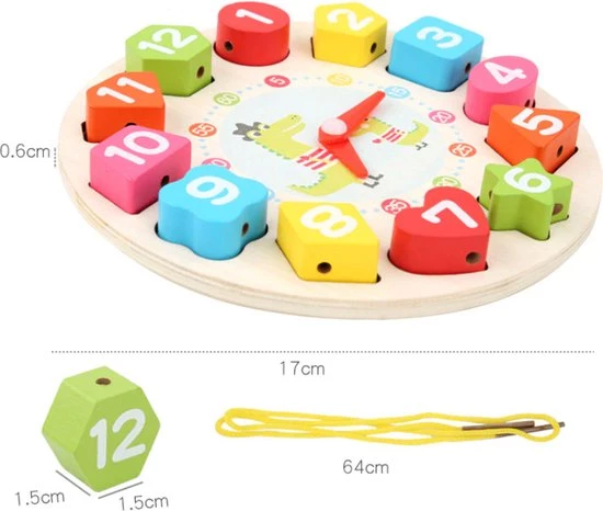 Merkloos Montessori Speelgoed Puzzel Klok - Hout - Motoriek - Educatief 2 Merkloos Montessori Speelgoed Puzzel Klok - Hout - Motoriek - Educatief - Afbeelding 2