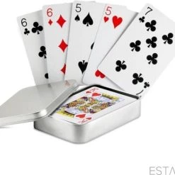 ESTARK Luxe Speelkaarten In Metal BOX - Plastic Coating - Poker Kaarten - Kaartspel - Spelkaarten - Spel Kaart - 56 Kaarten - Gezelschapsspel - Spelen - Playing Cards - In Blik -Kinderspellen Verkoopwinkel 550x468