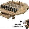 Schaakset Olijfolie & Honing Met Laden - Schaakspel - Schaakstukken - Schaakbord - Schaken - Bordspel - Handgemaakt - Cadeau - Kado - Hout - Zwart - Volwassenen & Kinderen - 55 X 55 X 10 Cm