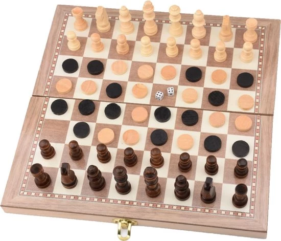 Shagam 3-in-1 Bordspel - 29 Cm - Schaakbord - Dambord - Backgammon - Schaakspel - Schaakset - Schaken - Dammen - Met Schaakstukken - Chess - Hout - Opklapbaar 13 Shagam 3-in-1 Bordspel - 29 Cm - Schaakbord - Dambord - Backgammon - Schaakspel - Schaakset - Schaken - Dammen - Met Schaakstukken - Chess - Hout - Opklapbaar - Afbeelding 13