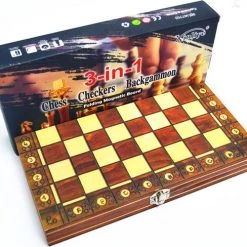 Merkloos Schaakbord | Dambord | Backgammon | 24 X 24 Cm | Schaakspel | Schaakset | Schaken | Dammen | Met Schaakstukken | 3-in-1 Bordspel | Magnetisch | Chess | Hout | Opklapbaar -Kinderspellen Verkoopwinkel 550x488 2