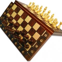Merkloos Schaakbord | Dambord | Backgammon | 24 X 24 Cm | Schaakspel | Schaakset | Schaken | Dammen | Met Schaakstukken | 3-in-1 Bordspel | Magnetisch | Chess | Hout | Opklapbaar -Kinderspellen Verkoopwinkel 550x491 5