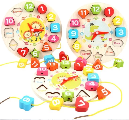 Merkloos Montessori Speelgoed Puzzel Klok - Hout - Motoriek - Educatief 4 Merkloos Montessori Speelgoed Puzzel Klok - Hout - Motoriek - Educatief - Afbeelding 4