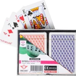 LONGFIELD 2 DECKS LAMINATED PLAYING CARDS NORMAL 4 INDEX IN PLASTIC CASE