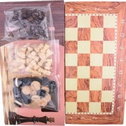 Merkloos Schaakbord | Dambord | Backgammon | 48 X 48 Cm | Schaakspel | Schaakset | Schaken | Dammen | Met Schaakstukken | 3-in-1 Bordspel | Chess | Hout | Opklapbaar -Kinderspellen Verkoopwinkel 550x524 6