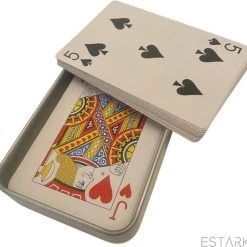 ESTARK Luxe Speelkaarten In Metal BOX - Plastic Coating - Poker Kaarten - Kaartspel - Spelkaarten - Spel Kaart - 56 Kaarten - Gezelschapsspel - Spelen - Playing Cards - In Blik -Kinderspellen Verkoopwinkel 550x527 2