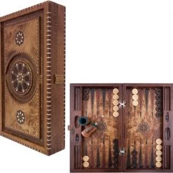 Helena Wood Art Backgammon - Tavla - Handgemaakt - Hout - Luxe Uitgave - Inclusief Tas - 52 X 30 X 8,5 Cm