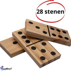 Outdoor Games Grote Domino Spel - Stenen Gemaakt Van Hout - 28 Stenen - Speelgoed - Binnen