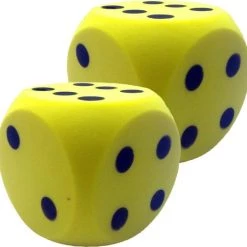 Merkloos 2x Grote Foam Dobbelstenen Geel 16 X 16 Cm
