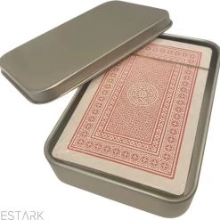 ESTARK Luxe Speelkaarten In Metal BOX - Plastic Coating - Poker Kaarten - Kaartspel - Spelkaarten - Spel Kaart - 56 Kaarten - Gezelschapsspel - Spelen - Playing Cards - In Blik -Kinderspellen Verkoopwinkel 550x539 4