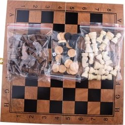 Shagam 3-in-1 Bordspel - 29 Cm - Schaakbord - Dambord - Backgammon - Schaakspel - Schaakset - Schaken - Dammen - Met Schaakstukken - Chess - Hout - Opklapbaar -Kinderspellen Verkoopwinkel 550x541 2