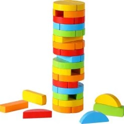 Dorjee Tumbling Tower - Educatief Houten Speelgoed - Multi Kleuren - 51 Blokjes