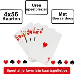 Merkloos Speelkaarten 4 Decks / Stokken Spelkaarten Kaarten Voor Klaverjassen, Toepen, Pokeren Black Jack En Meer Kaartspellen