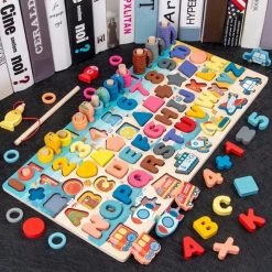 ProBits ? ProBits - 3D Voorschoolse Kinderen Educatief Speelgoed Houten Montessori Puzzel Rekenkundige Magnetische Vissen Digitale Vorm Bijpassende Bouwsteen Speelgoed