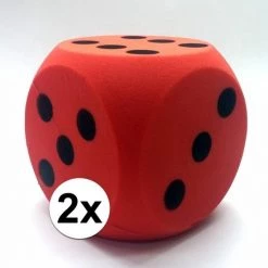 Merkloos 2x Sinterklaas Spel Grote Foam Dobbelsteen Rood 16 X 16 Cm - Pakjesavond Dobbelspel