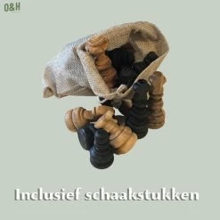 Schaakset Olijfolie & Honing Met Laden - Schaakspel - Schaakstukken - Schaakbord - Schaken - Bordspel - Handgemaakt - Cadeau - Kado - Hout - Zwart - Volwassenen & Kinderen - 55 X 55 X 10 Cm -Kinderspellen Verkoopwinkel 550x550 300