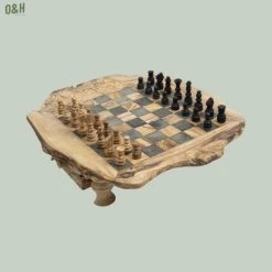 Schaakset Olijfolie & Honing Met Laden - Schaakspel - Schaakstukken - Schaakbord - Schaken - Bordspel - Handgemaakt - Cadeau - Kado - Hout - Zwart - Volwassenen & Kinderen - 55 X 55 X 10 Cm -Kinderspellen Verkoopwinkel 550x550 301