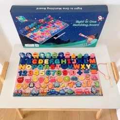 Merkloos Puzzelbord 8-in-1 - Montessori Speelgoed Puzzel - Cijfers Letters