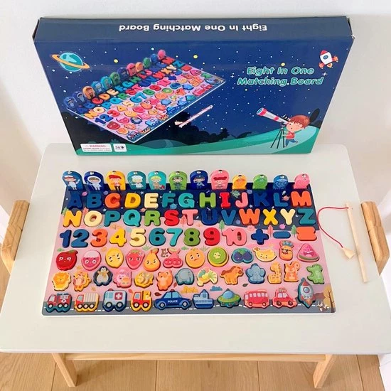 Merkloos Puzzelbord 8-in-1 - Montessori Speelgoed Puzzel - Cijfers Letters 1 Merkloos Puzzelbord 8-in-1 - Montessori Speelgoed Puzzel - Cijfers Letters