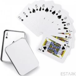 ESTARK Luxe Speelkaarten In Metal BOX - Plastic Coating - Poker Kaarten - Kaartspel - Spelkaarten - Spel Kaart - 56 Kaarten - Gezelschapsspel - Spelen - Playing Cards - In Blik -Kinderspellen Verkoopwinkel 550x562 3