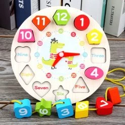 Merkloos Montessori Speelgoed Puzzel Klok - Hout - Motoriek - Educatief