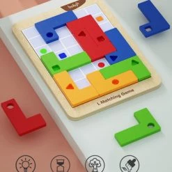 Boby Denkspel Met 30 Opdrachten - Montessori Speelgoed Tangram Vormen Puzzel - Houten Speelgoed Tetris Spel - Educatief Puzzel Voor Ruimtelijk Inzicht -Kinderspellen Verkoopwinkel 550x580 6