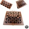 Shagam 3-in-1 Bordspel - 29 Cm - Schaakbord - Dambord - Backgammon - Schaakspel - Schaakset - Schaken - Dammen - Met Schaakstukken - Chess - Hout - Opklapbaar