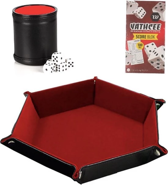 Dice4Fun Dobbelset Voor Yathzee - Dobbelspel - Yahtzee - Dobbelbeker - Dobbelbak - Yathzee Scoreblok - 5 Dobbelstenen - Dobbelsteenbak - Dobblepiste 1 Dice4Fun Dobbelset Voor Yathzee - Dobbelspel - Yahtzee - Dobbelbeker - Dobbelbak - Yathzee Scoreblok - 5 Dobbelstenen - Dobbelsteenbak - Dobblepiste