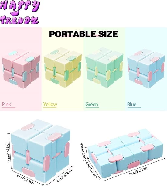 2 Stuks - Happy Trendz® - Fidget Bean Puzzle 2in1 + Infinity Cube Blauw | Speelgoed | Rage | Puzzel Blauw | Stress Bal | Friemel Puzzel Bal | Nieuw Model Fidget | Fidget Infinity Cube 2 2 Stuks - Happy Trendz® - Fidget Bean Puzzle 2in1 + Infinity Cube Blauw | Speelgoed | Rage | Puzzel Blauw | Stress Bal | Friemel Puzzel Bal | Nieuw Model Fidget | Fidget Infinity Cube - Afbeelding 2