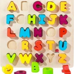 Dorjee Houten Letter Puzzel ABC - Grote Stukken - Educatief Houten Speelgoed
