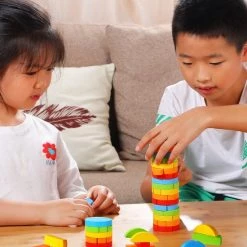 Dorjee Tumbling Tower - Educatief Houten Speelgoed - Multi Kleuren - 51 Blokjes -Kinderspellen Verkoopwinkel 550x670