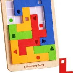 Boby Denkspel Met 30 Opdrachten - Montessori Speelgoed Tangram Vormen Puzzel - Houten Speelgoed Tetris Spel - Educatief Puzzel Voor Ruimtelijk Inzicht