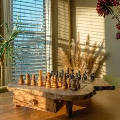 Schaakset Olijfolie & Honing Met Laden - Schaakspel - Schaakstukken - Schaakbord - Schaken - Bordspel - Handgemaakt - Cadeau - Kado - Hout - Zwart - Volwassenen & Kinderen - 55 X 55 X 10 Cm -Kinderspellen Verkoopwinkel 550x823 3