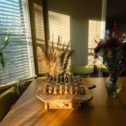 Schaakset Olijfolie & Honing Met Laden - Schaakspel - Schaakstukken - Schaakbord - Schaken - Bordspel - Handgemaakt - Cadeau - Kado - Hout - Zwart - Volwassenen & Kinderen - 55 X 55 X 10 Cm -Kinderspellen Verkoopwinkel 550x823 8